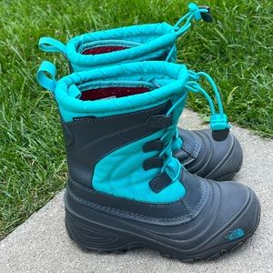 North Face Girls Teal & Gray Winter Snow Boots Size 1